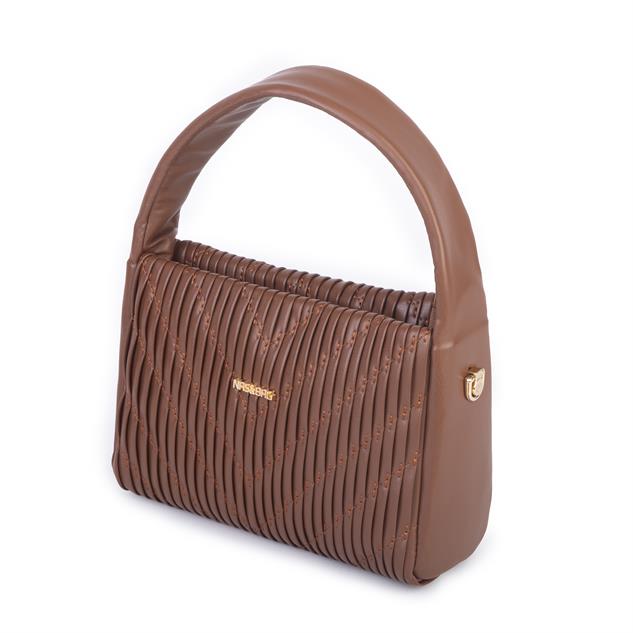  Nas Bag Kadın  Mini Boy Omuz Çapraz ve El Çantası ( 19x15 cm) Taba