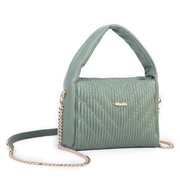  Nas Bag Kadın  Mini Boy Omuz Çapraz ve El Çantası ( 19x15 cm)Mint Yeşili 