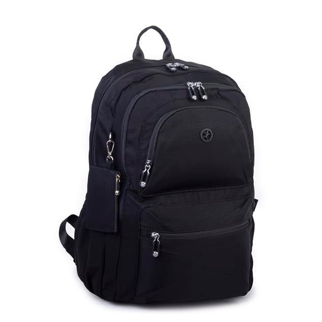  Nas Bag Unisex Büyük Boy Hafif Çok Gözlü Sırt Çantası Siyah 