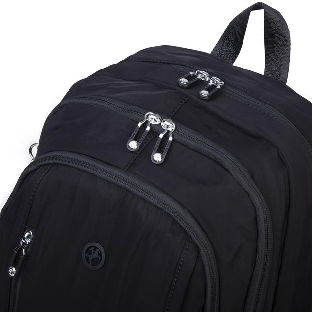  Nas Bag Unisex  Büyük Boy Hafif  Çok Gözlü Okul Sırt Çantası (en :30 cm boy:44 cm) Siyah