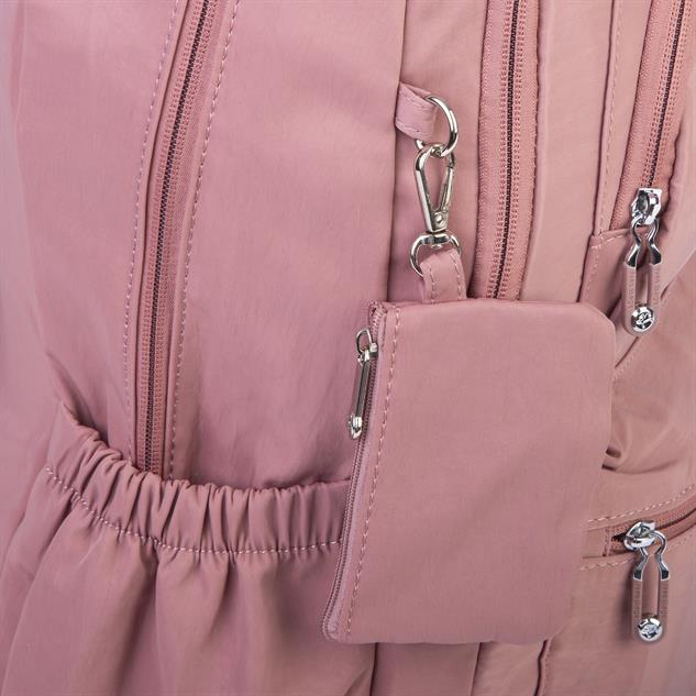  Nas Bag Unisex Büyük Boy Hafif Çok Gözlü Sırt Çantası Gül Kurusu
