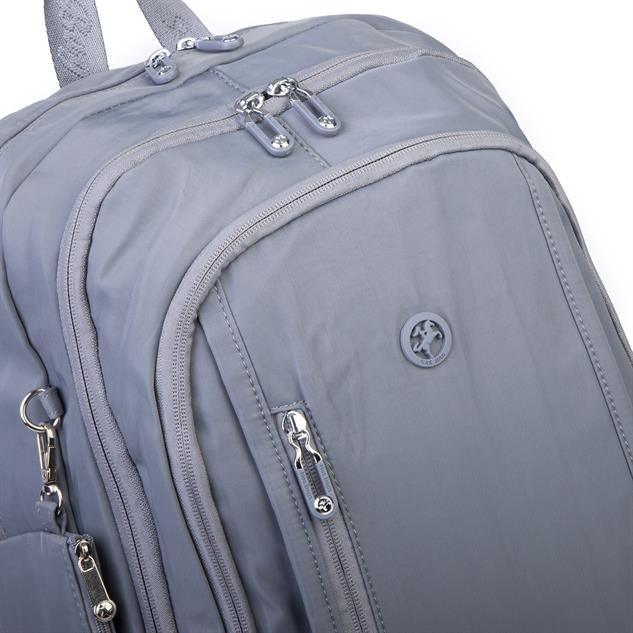  Nas Bag Unisex  Büyük Boy Hafif  Çok Gözlü Okul Sırt Çantası (en :30 cm boy:44 cm) Gri