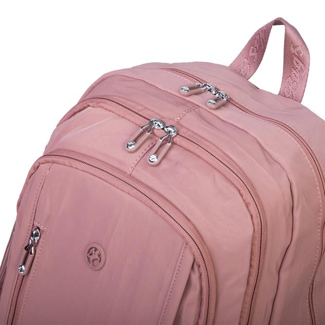  Nas Bag Unisex  Büyük Boy Hafif  Çok Gözlü Okul Sırt Çantası (en :30 cm boy:44 cm) Gül Kurusu