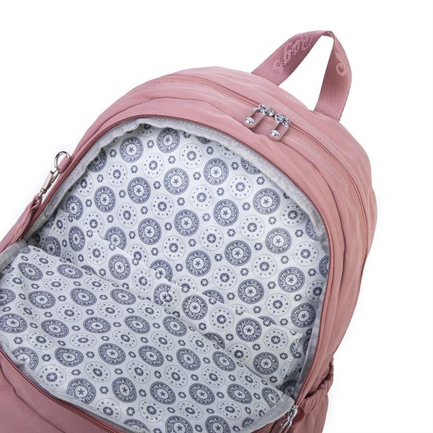 Nas Bag UNİSEX Büyük Boy Sırt Çantası Çok Gözlü Okul Çantası Gül Kurusu
