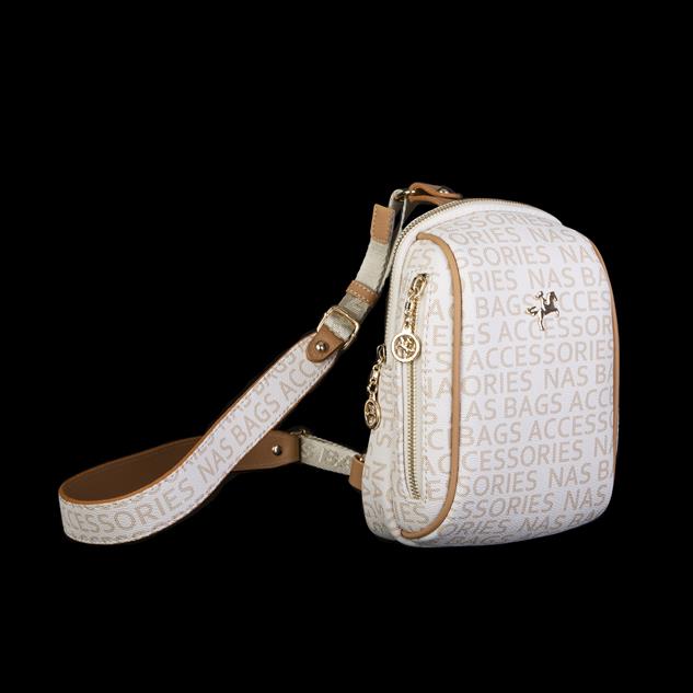 Nas Bag Bel ve Body Bag Krem Camel Yazılı
