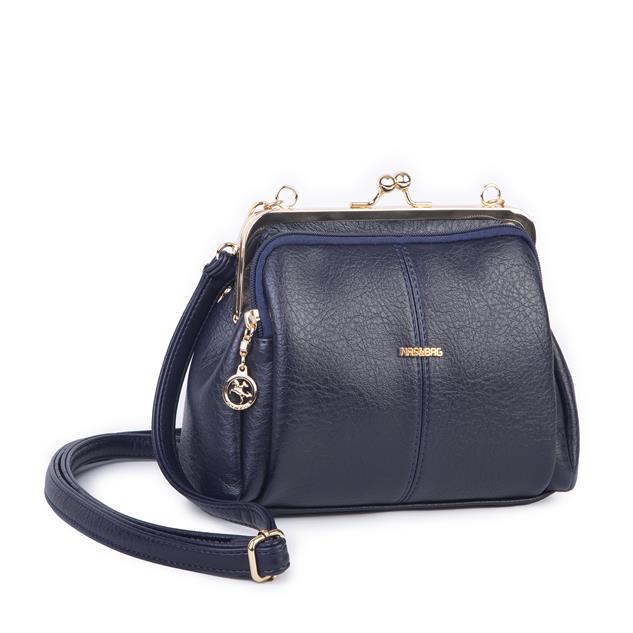 Nas Bag Burslu Klipsli Vintage Omuz ve Çapraz Çanta (23x20 cm ebatlarındadır) Lacivert  Victoria