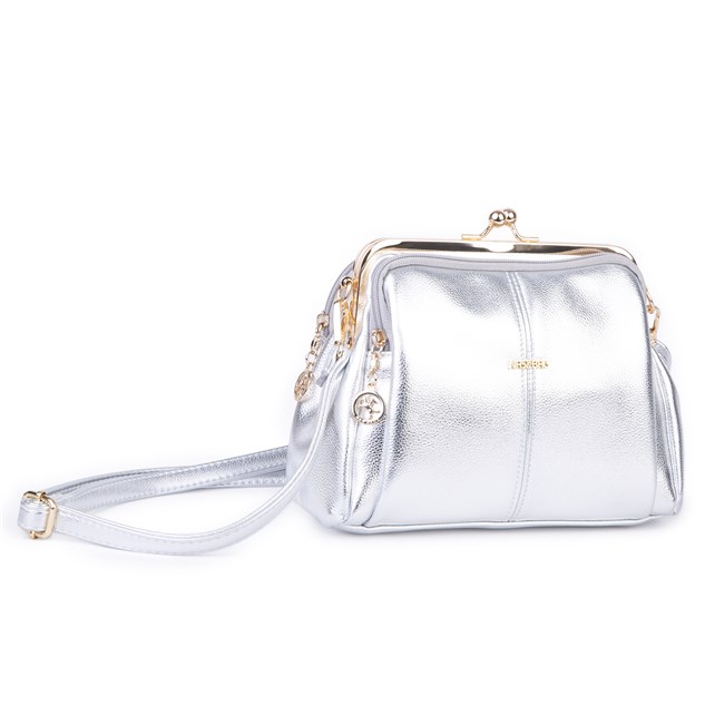 Nas Bag Burslu Klipsli Vintage Omuz ve Çapraz Çanta (23x20 cm ebatlarındadır) Gümüş