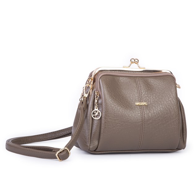 Nas Bag Burslu Klipsli Vintage Omuz ve Çapraz Çanta (23x20 cm ebatlarındadır) Vizon Victoria