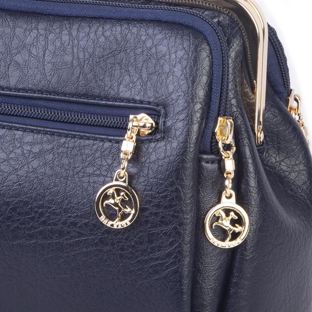Nas Bag Burslu Klipsli Vintage Omuz ve Çapraz Çanta (23x20 cm ebatlarındadır) Lacivert  Victoria