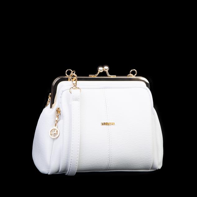 Nas Bag Burslu Klipsli Vintage Omuz ve Çapraz Çanta (23x20 cm ebatlarındadır) Beyaz Victoria