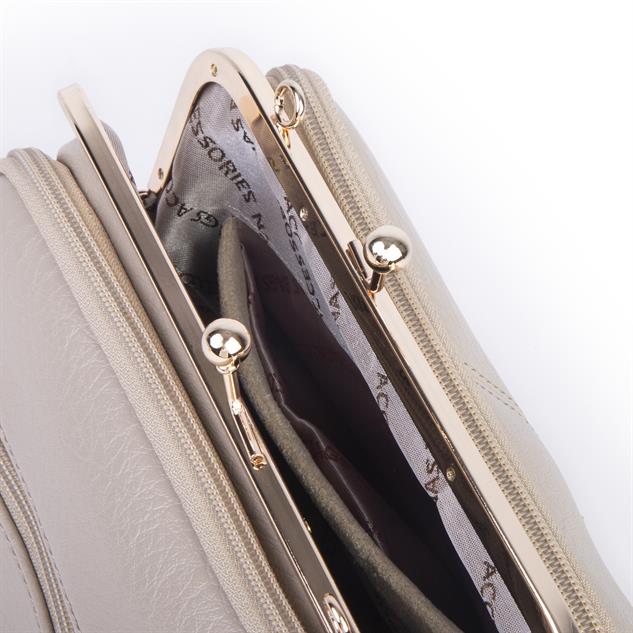 Nas Bag Burslu Klipsli Vintage Omuz ve Çapraz Çanta (23x20 cm ebatlarındadır) Kum Victoria