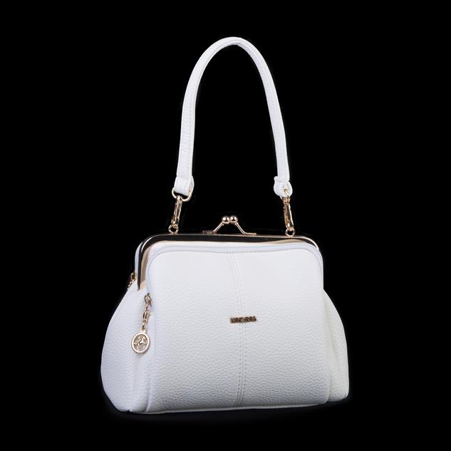 Nas Bag Burslu Klipsli Vintage Omuz ve Çapraz Çanta (23x20 cm ebatlarındadır) Beyaz Lopez