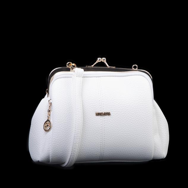 Nas Bag Burslu Klipsli Vintage Omuz ve Çapraz Çanta (23x20 cm ebatlarındadır) Beyaz Lopez