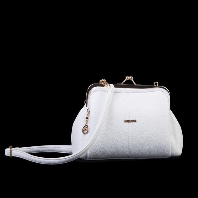Nas Bag Burslu Klipsli Vintage Omuz ve Çapraz Çanta (23x20 cm ebatlarındadır) Beyaz Lopez