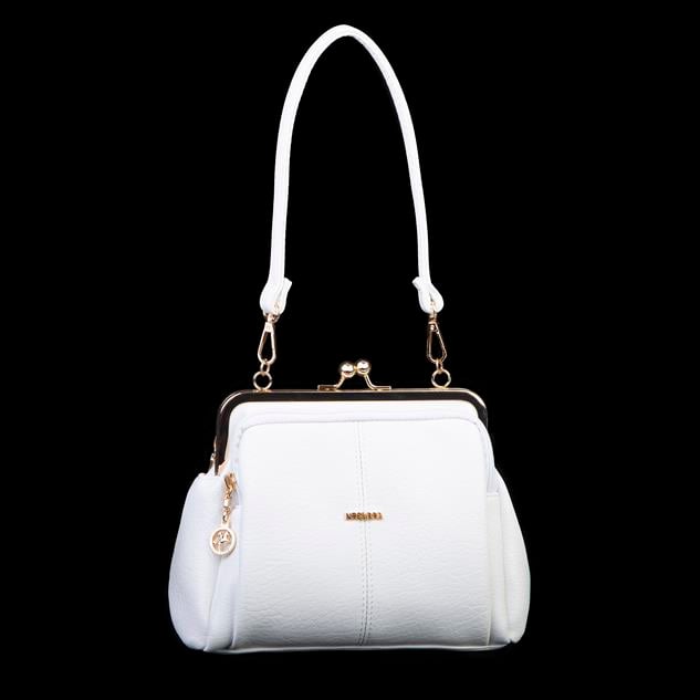 Nas Bag Burslu Klipsli Vintage Omuz ve Çapraz Çanta (23x20 cm ebatlarındadır) Beyaz Victoria