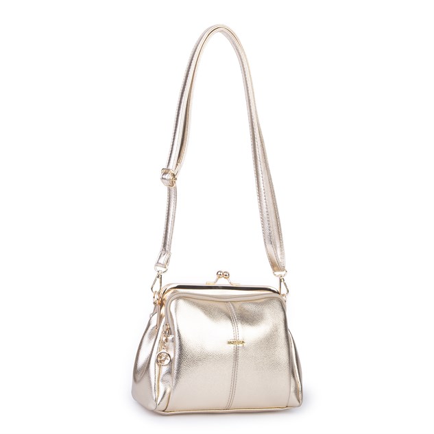Nas Bag Burslu Klipsli Vintage Omuz ve Çapraz Çanta (23x20 cm ebatlarındadır) Gold