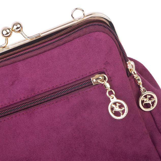 Nas Bag Burslu Klipsli Vintage Omuz ve Çapraz Çanta (23x20 cm ebatlarındadır) Bordo Süet