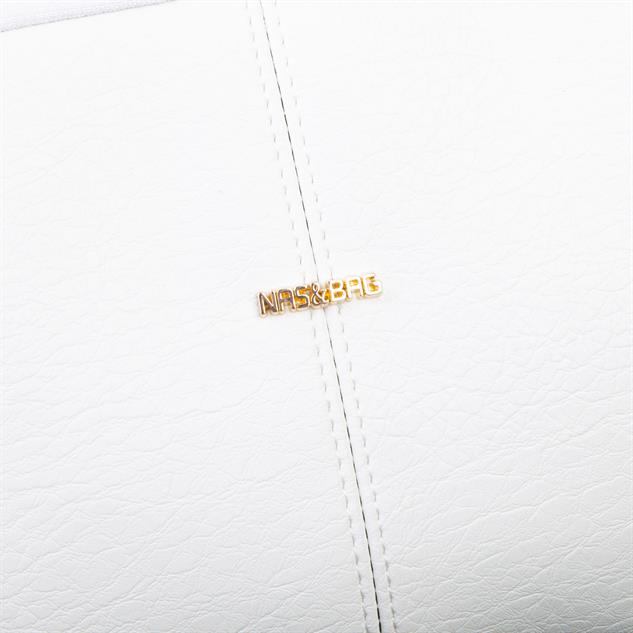 Nas Bag Burslu Klipsli Vintage Omuz ve Çapraz Çanta (23x20 cm ebatlarındadır) Beyaz Victoria