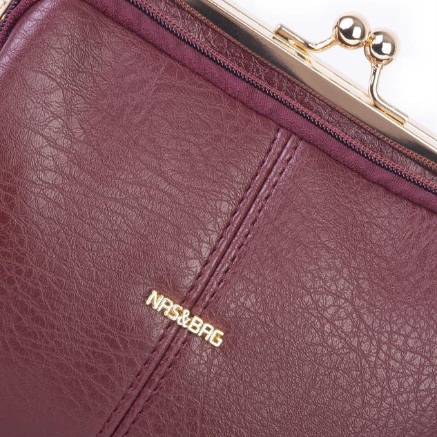 Nas Bag Burslu Klipsli Vintage Omuz ve Çapraz Çanta (23x20 cm ebatlarındadır) Bordo Victoria