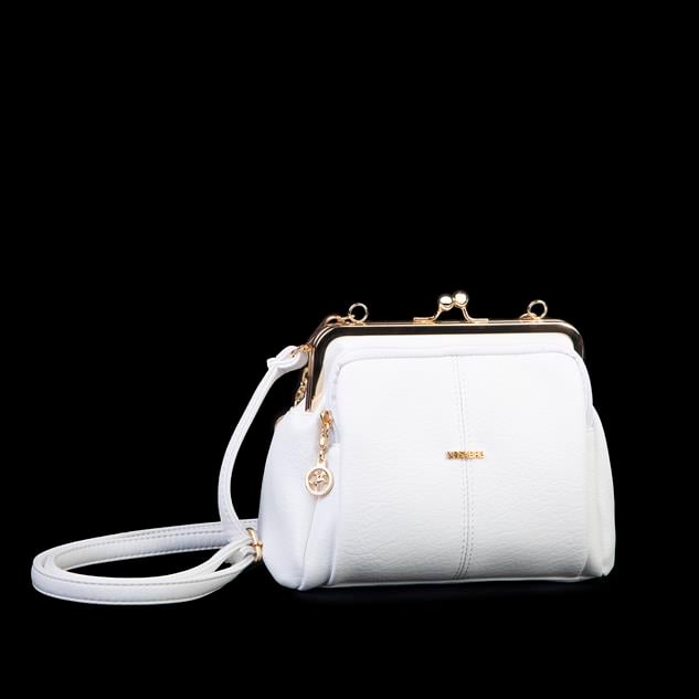 Nas Bag Burslu Klipsli Vintage Omuz ve Çapraz Çanta (23x20 cm ebatlarındadır) Beyaz Victoria
