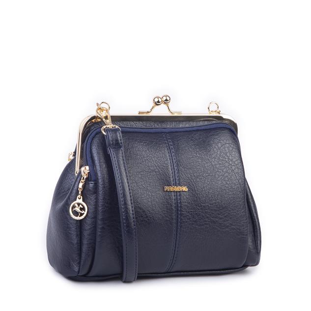 Nas Bag Burslu Klipsli Vintage Omuz ve Çapraz Çanta (23x20 cm ebatlarındadır) Lacivert  Victoria