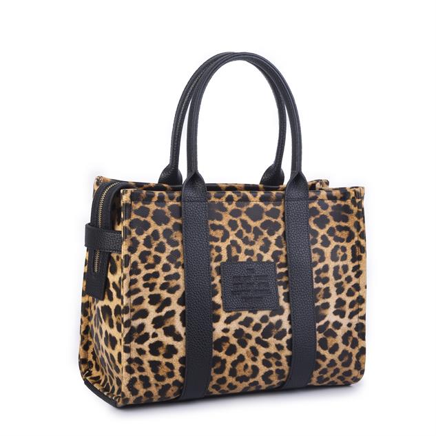 Nas Bag Tote Bag Büyük Boy Kadın Omuz ve Çapraz  Çanta Taba Leopar
