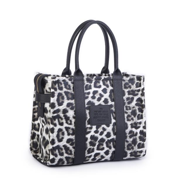 Nas Bag Tote Bag Büyük Boy Kadın Omuz ve Çapraz  Çanta Siyah  Leopar