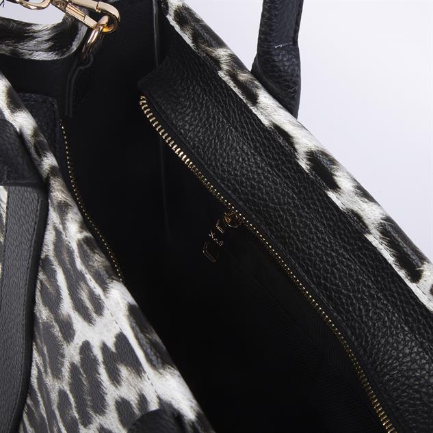 Nas Bag Tote Bag Büyük Boy Kadın Omuz ve Çapraz  Çanta Siyah  Leopar