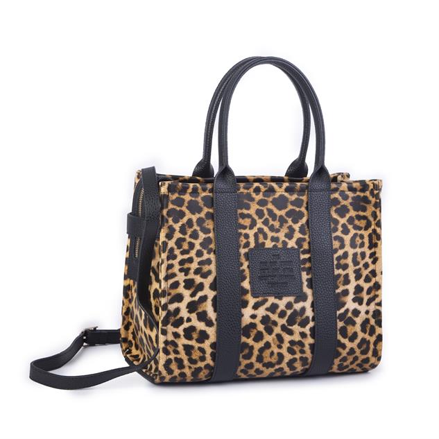 Nas Bag Tote Bag Büyük Boy Kadın Omuz ve Çapraz  Çanta Taba Leopar