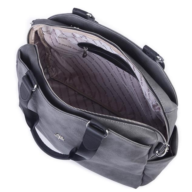 Nas Bag Büyük Boy Spor Geniş Hacimli Günlük veya Spor Omuz Çantası Gri Siyah  Raven ( 36x30 cm )