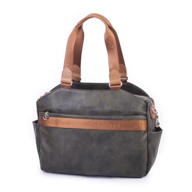 Nas Bag Büyük Boy Spor Geniş Hacimli Günlük veya Spor Omuz Çantası Haki Taba Raven ( 36x30 cm )