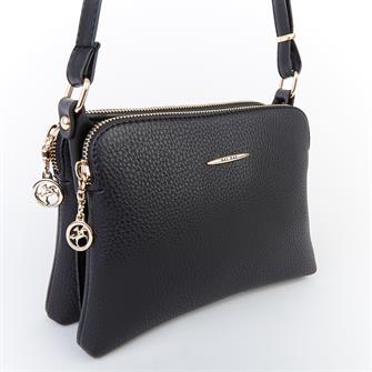 Nas Bag Çapraz Çanta Çift Fermuarlı Ayarlanabilir Askılı Çanta Siyah Belinda