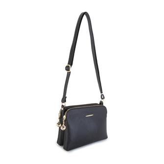 Nas Bag Çapraz Çanta Çift Fermuarlı Ayarlanabilir Askılı Çanta Siyah Belinda