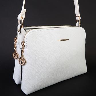 Nas Bag Çapraz Çanta Çift Fermuarlı Ayarlanabilir Askılı Çanta Beyaz Belinda 