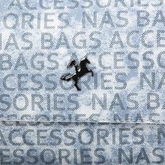 Nas Bag Çapraz Çanta Kot Beyaz Yazılı 