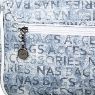 Nas Bag Çapraz Çanta Kot Beyaz Yazılı 