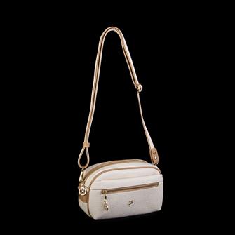 Nas Bag Çapraz Çanta Krem Camel Gofraj