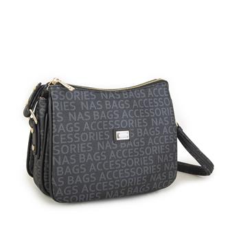 Nas Bag Çapraz Çanta Siyah Yazili