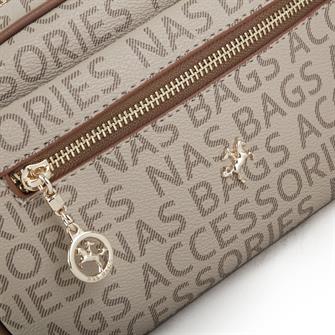 Nas Bag Çapraz Çanta Vizon Taba Yazılı