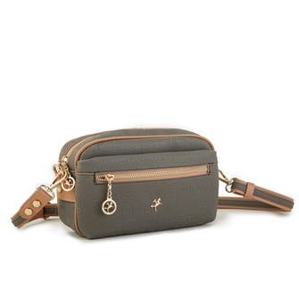 Nas Bag Çapraz Çanta Yeşil Camel Gofraj