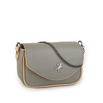 Nas Bag Çapraz Çanta Yeşil Camel  Gofraj
