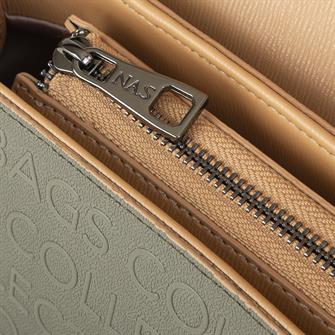 Nas Bag Çapraz Çanta Yeşil Camel  Gofraj