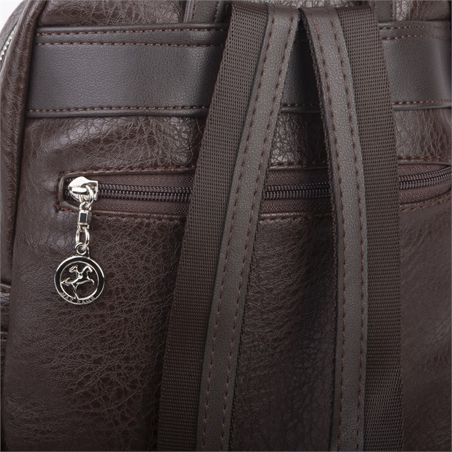 Nas Bag Çok Cepli Sade Şık Kadın Sırt Çantası Kahve Victoria