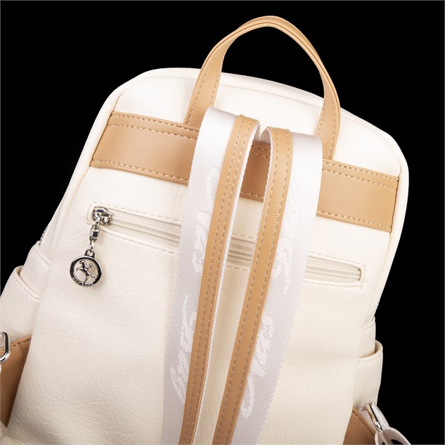 Nas Bag Çok Cepli Sade Şık Kadın Sırt Çantası Krem Camel Victoria