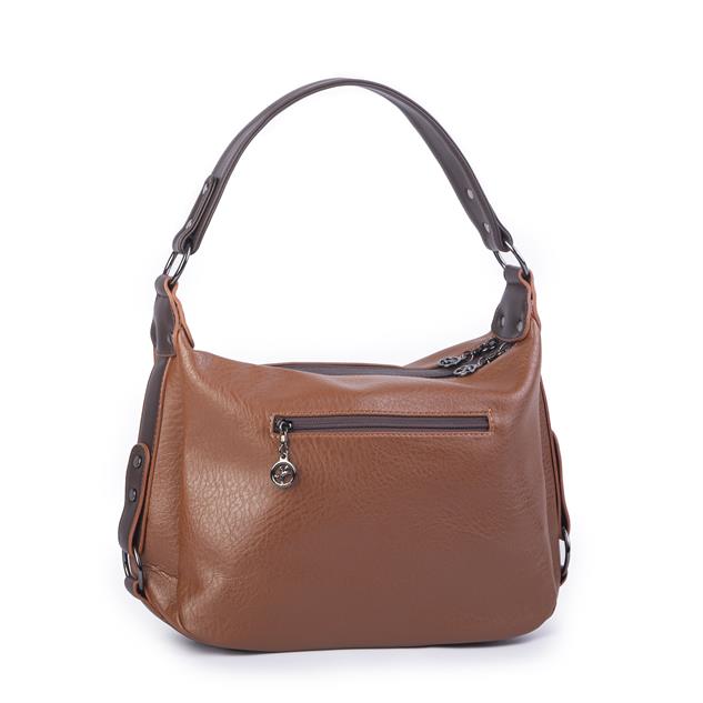 Nas Bag Çok Gözlü Kadın Omuz ve Çapraz Çanta (33x25 cm ) Taba Kahve   Victoria
