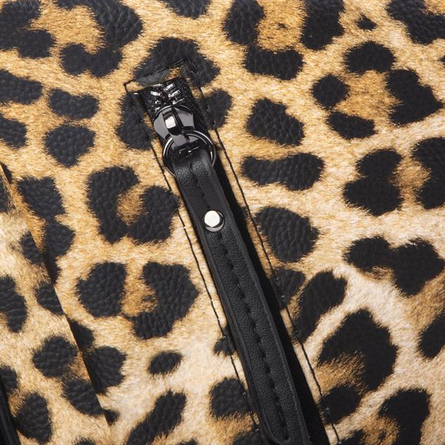Nas Bag Çok Gözlü Kadın Omuz ve Çapraz Çanta (33x25 cm ) Siyah Leopar