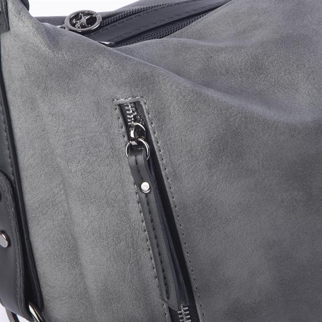 Nas Bag Çok Gözlü Kadın Omuz ve Çapraz Çanta (33x25 cm ) Gri Raven 