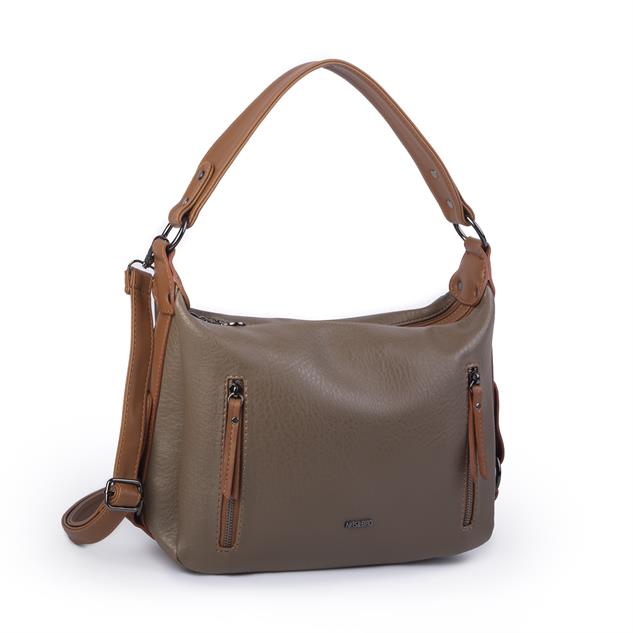 Nas Bag Çok Gözlü Kadın Omuz ve Çapraz Çanta (33x25 cm ) Vizon   Taba Victoria