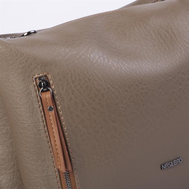 Nas Bag Çok Gözlü Kadın Omuz ve Çapraz Çanta (33x25 cm ) Vizon   Taba Victoria