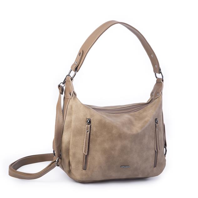 Nas Bag Çok Gözlü Kadın Omuz ve Çapraz Çanta (33x25 cm ) Vizon  Raven 